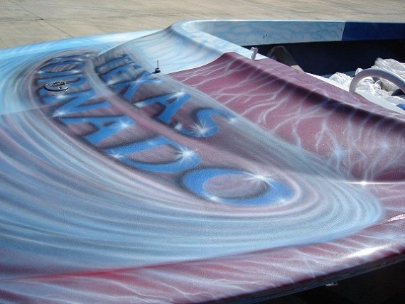 Silver Satin Ghost pearls all over a Jet boat.