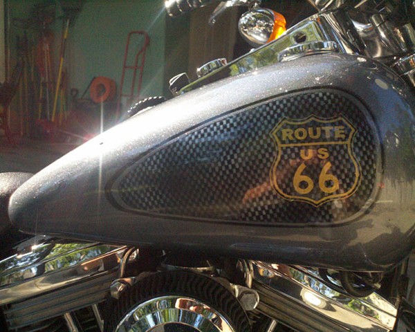 Route 66 Harley with Pearls, lots of them, combined to create a truly awesome custom paint.
