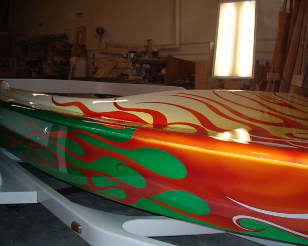 Jet Boat Painted with multiple pearl pigments.