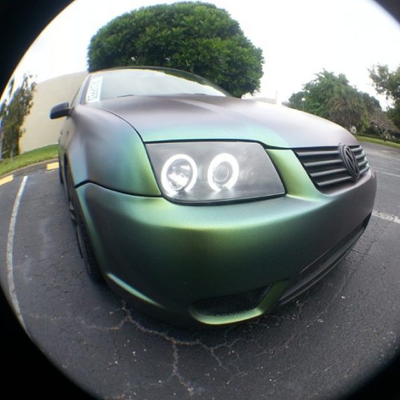 Jetta painted by Dr. Dipped With our Green Gold Indigo Chameleon Pearls