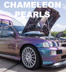 Chameleon Paint Pearls in every multi-color option here. Works in paint, powder coat, even nail polish and shoe polish.