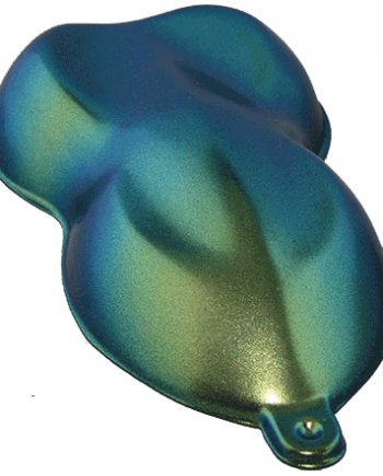 This is our Gold Green Blue Chameleon Pearls sprayed on a speed shape.