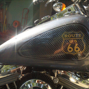 Route 66 Harley. This Bike Painted with a variety of our products, including Ghost pearls, flakes, and candy pearls.