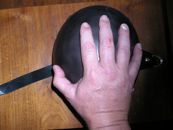 Hand on helmet Black Thermochromic Paint Pigment.