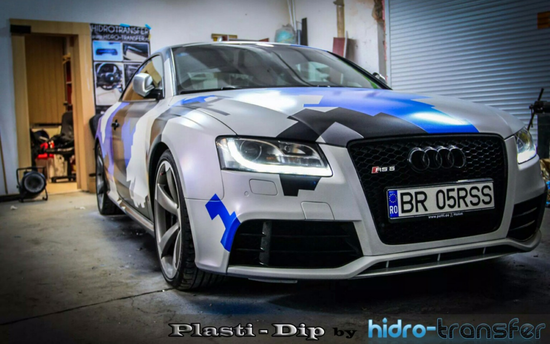 Audi Dipped in Hydro Transfer using Blue Ghost, Violet Ghost, Electric Blue, Black gunmetal. All this using Plasti Dip Pearls from Paint with Pearl.