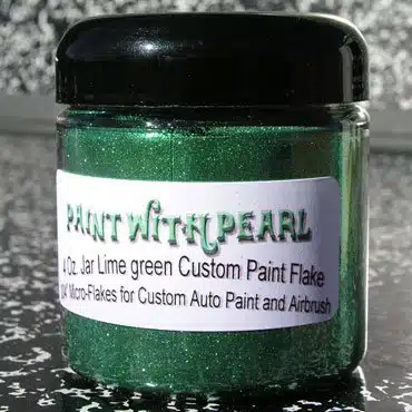 Lime green Metal Flake jar.