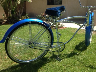 Royal Blue and Sapphire Blue Candy on Custom Painted Bicycle.