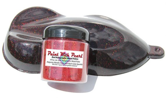 Red Holographic Metal Flake in .004" Size. One Jar can treat a whole car.