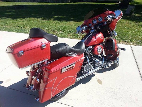 Wine Red Crystal Candy on Electra Glide Harley.