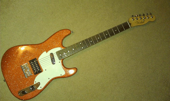 Metal Flake Guitar Paint with Orange Copper Flakes