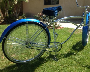 Royal Blue and Sapphire Blue Candy on Custom Painted Bicycle.