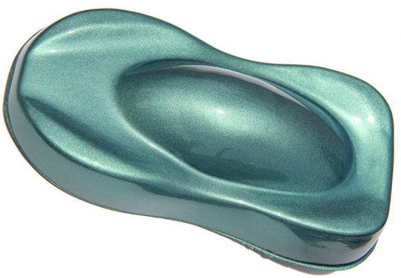 Teal green candy pearls painted on a speed shape. Use in any custom coating.